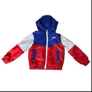 Nike Toddler Red White & Blue Color Block Hooded Fleece Lined Jacket Size 2T